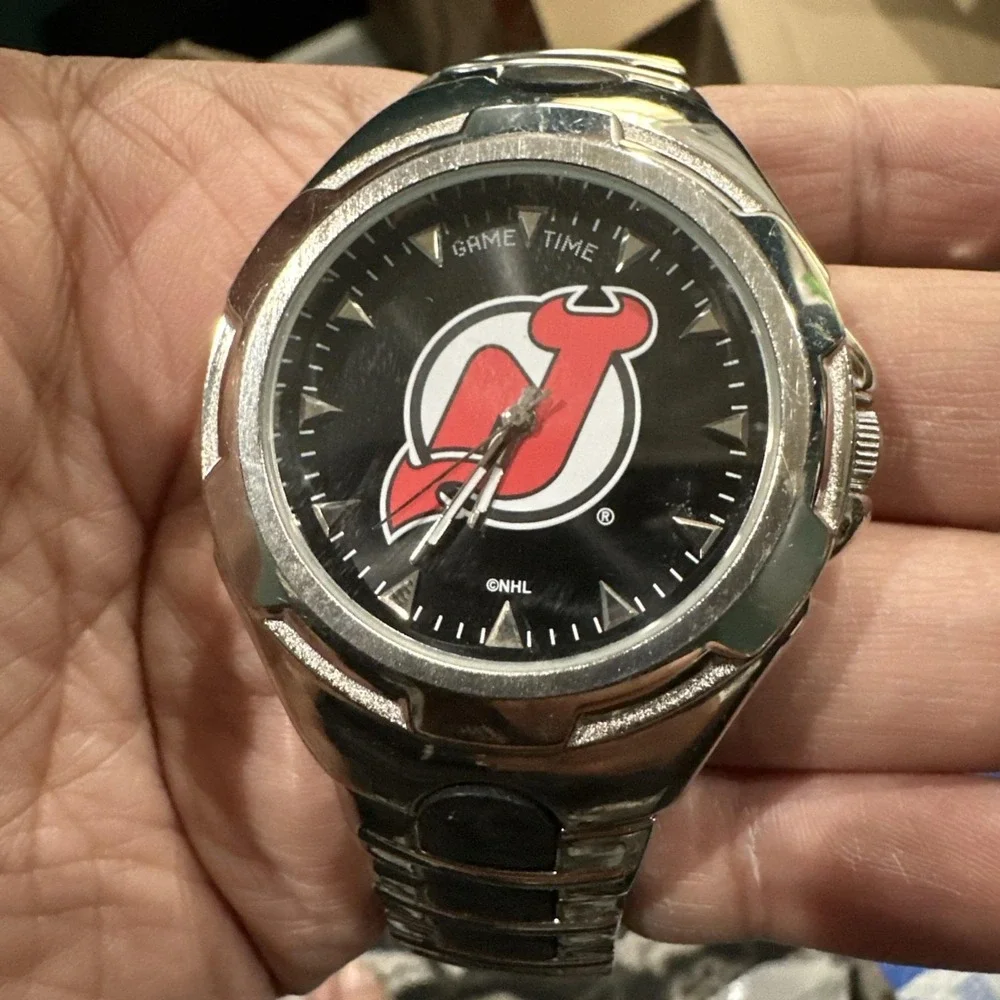 Working GAME TIME 46mm Series New Jersey Devils Quartz Mens Watch New Battery 9